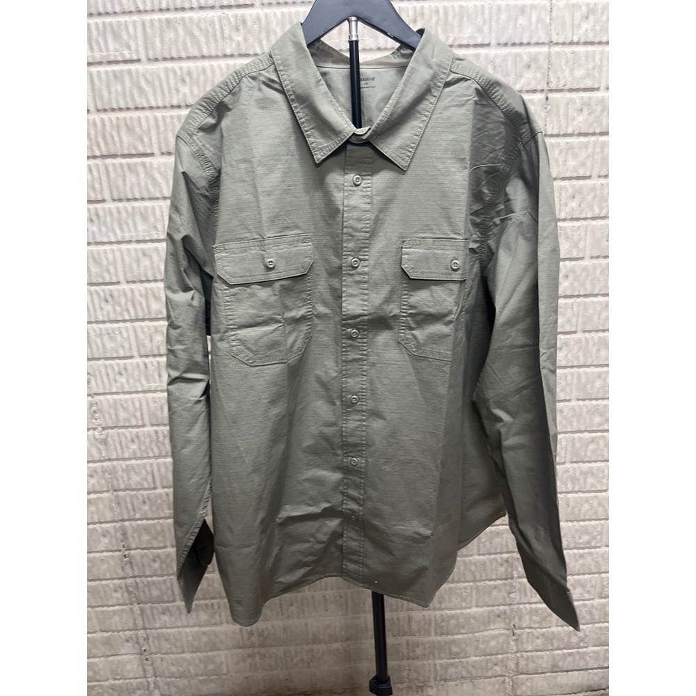 Brahma Mens 2XL Relaxed Fit Long Sleeve Work Shirt Olive Green Ripstop Button Up
